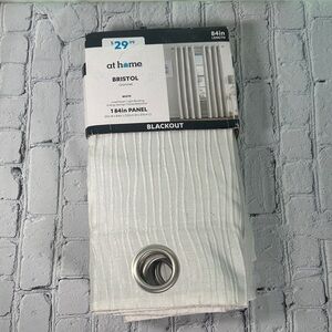 At Home Bristol Grommet White Silver Sparkly Blackout Curtain Panel 84” Panel